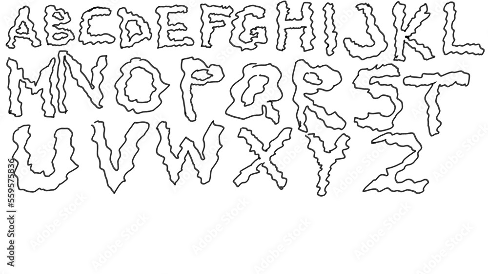 png image of the complete alphabet in black flickering font