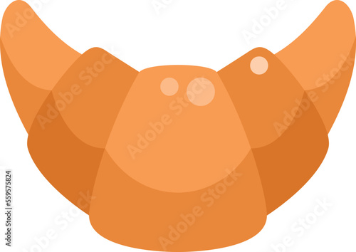 Croissant airline food icon flat vector. Airplane food. Dinner cabin isolated