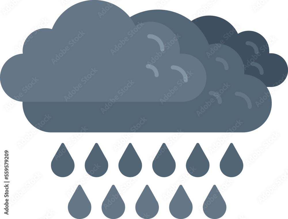 Cloudy rain icon flat vector. Weather cloud. Meteo rainy isolated Cloudy rain icon flat vector. Weather cloud. Meteo rainy isolated