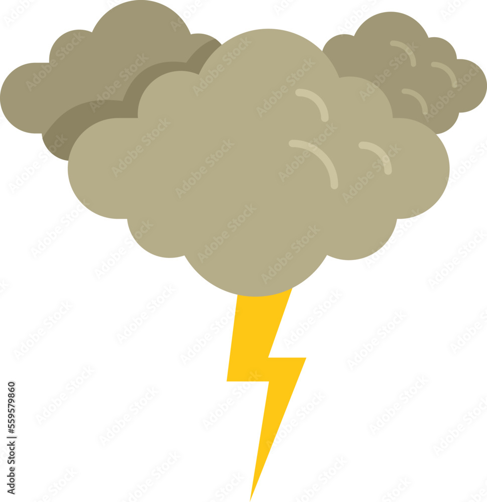 Thunderstorm cloud icon flat vector. Storm rain. Cloudy report isolated Thunderstorm cloud icon flat vector. Storm rain. Cloudy report isolated