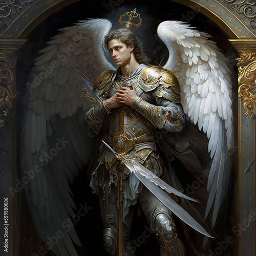 Archangel Michael. Created with Generative AI technology. Fototapeta