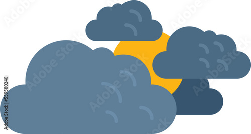 Cloudy sun icon flat vector. Cold sunshine. Hot sky isolated