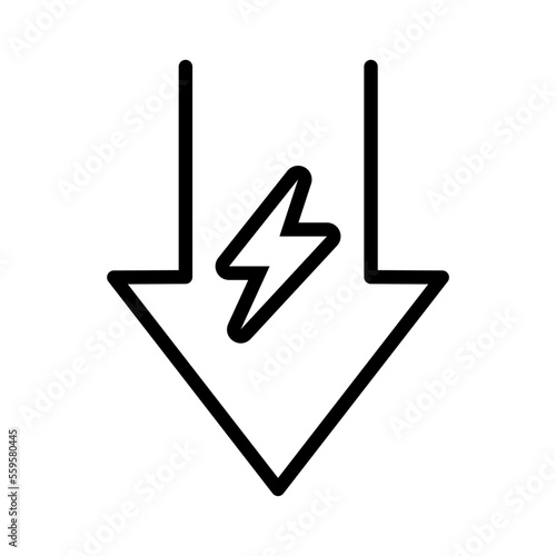 Icono de crisis energética. Flecha de energía hacia abajo. Ilustración vectorial