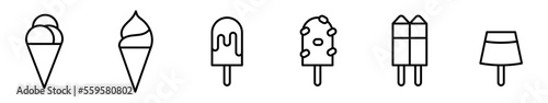 Conjunto de iconos de helados. Postre refrescante. Ilustración vectorial