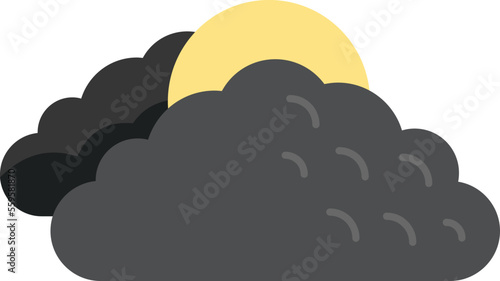Night moon cloud icon flat vector. Cold sunshine. Sky overcast isolated