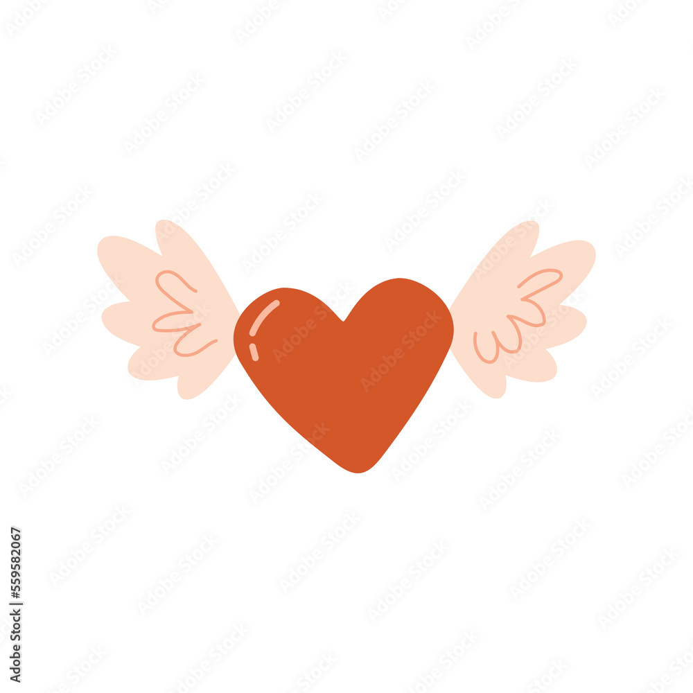 Heart and wings. Vector cartoon hand drawn illustration. Heart and wings. Vector cartoon hand drawn illustration.