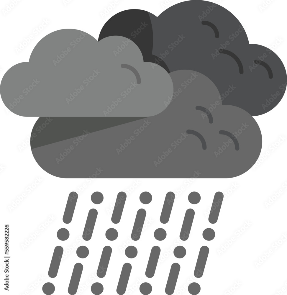 Rainy cloud icon flat vector. Cloudy rain. Forecast storm isolated Rainy cloud icon flat vector. Cloudy rain. Forecast storm isolated