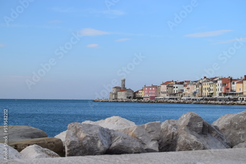 sea, piran, sky, water, ocean
