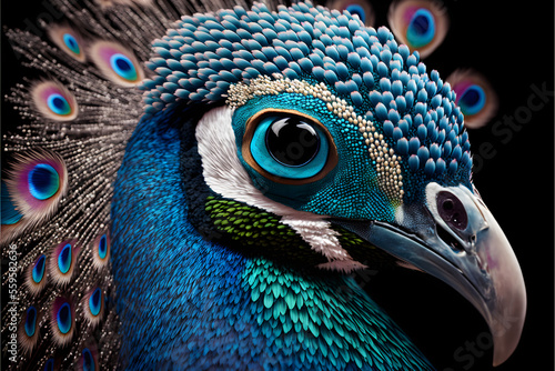 peacock head closeup