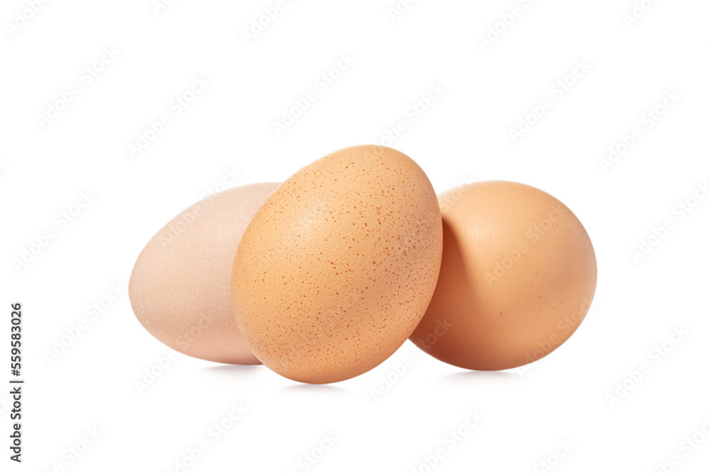 Chicken eggs on a white isolated background Chicken eggs on a white isolated background