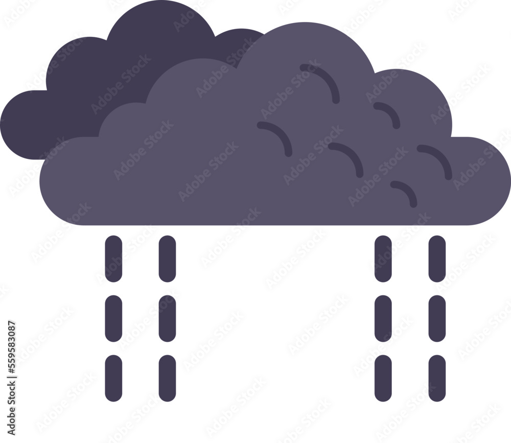 Rain thunderstorm icon flat vector. Cloud forecast. Day sky isolated Rain thunderstorm icon flat vector. Cloud forecast. Day sky isolated