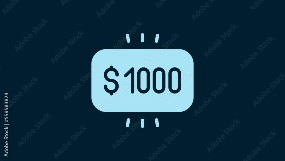 White Money prize in casino icon isolated on blue background. 4K Video motion graphic animation White Money prize in casino icon isolated on blue background. 4K Video motion graphic animation