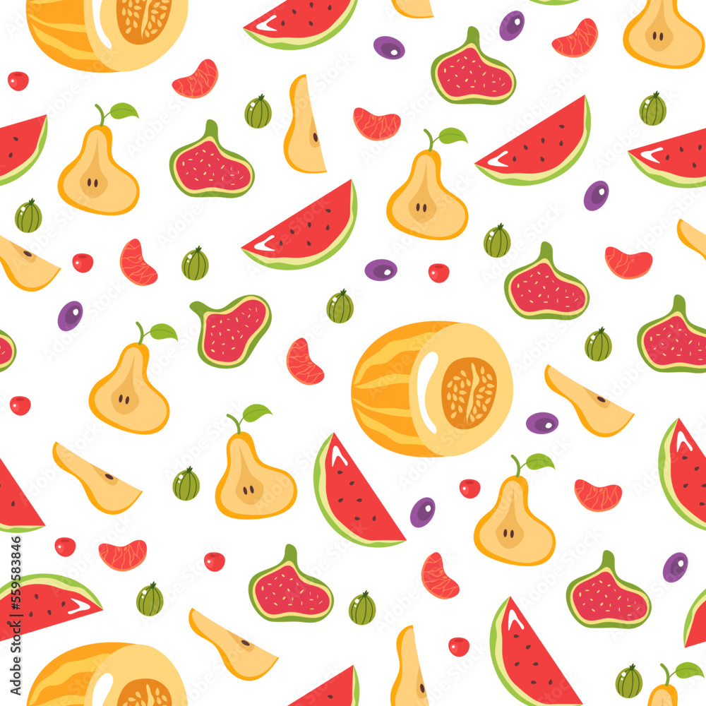 Fruit food summer seamless print pattern background graphic design illustration Fruit food summer seamless print pattern background graphic design illustration