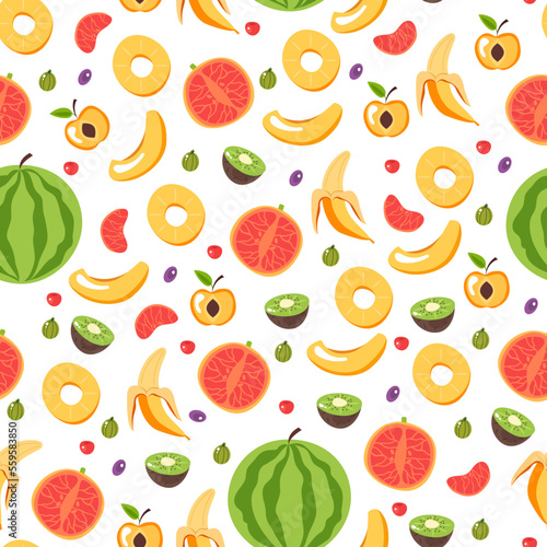 Fruit food summer seamless print pattern background graphic design illustration