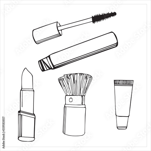 cosmetics drawn by a liner in a vector