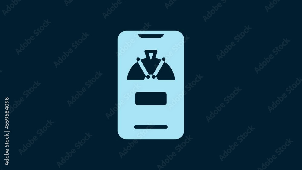 White Lucky wheel on phone icon isolated on blue background. 4K Video motion graphic animation White Lucky wheel on phone icon isolated on blue background. 4K Video motion graphic animation