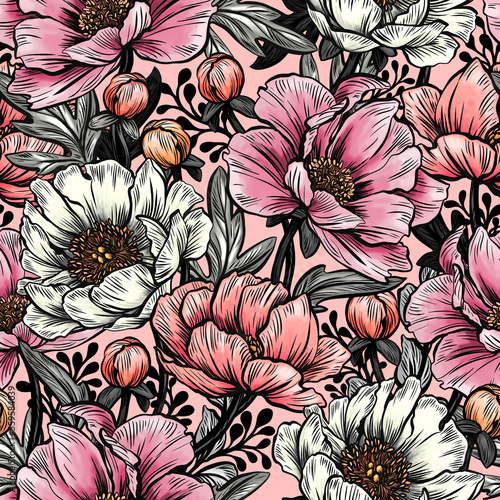 Seamless pattern with flowers.