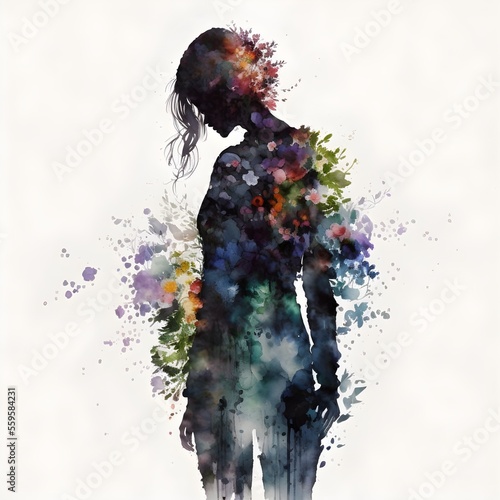 Watercolor silhouette AI