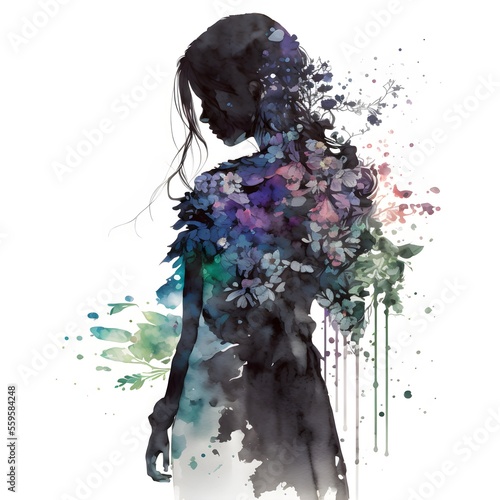 Watercolor girl AI
