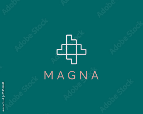 Abstract linear letter L logo icon. Abstract logo from hearts. Creative construction architecture bank sign. Vector illustration.