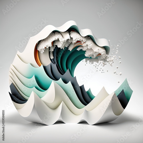 Canvas Print Great wave in 3D, design concept