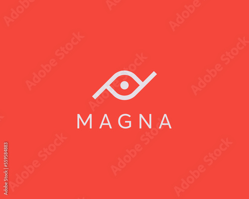 Linear eye vector icon logo. Minimalist optic vision camera vector sign. Vector illustration.