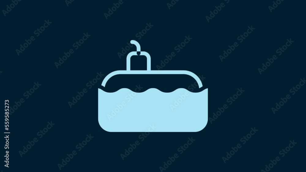 White Submarine icon isolated on blue background. Military ship. 4K Video motion graphic animation White Submarine icon isolated on blue background. Military ship. 4K Video motion graphic animation