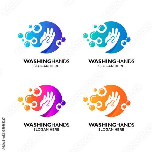 colorful hand wash logo for health care or your soap brand