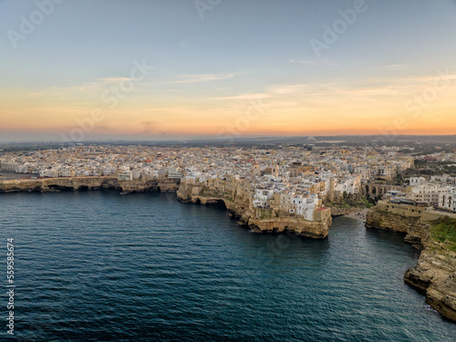 Polignano a Mare at Sunset - Aerial