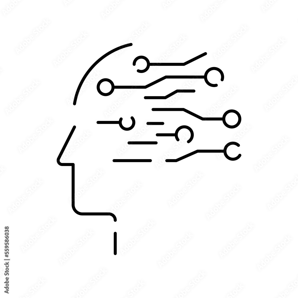 Deep learning AI linear icon. Neural network with cogwheels. Thin line illustration. Digital brain. Artificial intelligence symbol. Vector isolated. Cyber, humanoid and chat Deep learning AI linear icon. Neural network with cogwheels. Thin line illustration. Digital brain. Artificial intelligence symbol. Vector isolated. Cyber, humanoid and chat