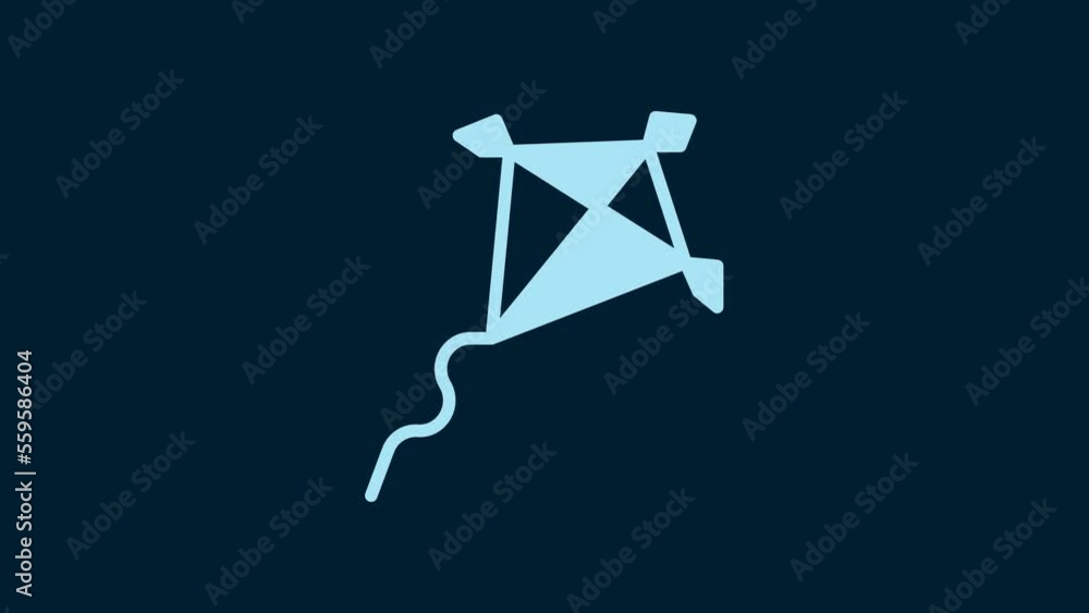 White Kite icon isolated on blue background. 4K Video motion graphic animation White Kite icon isolated on blue background. 4K Video motion graphic animation