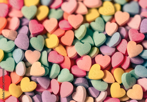 Colorful heart shaped candy