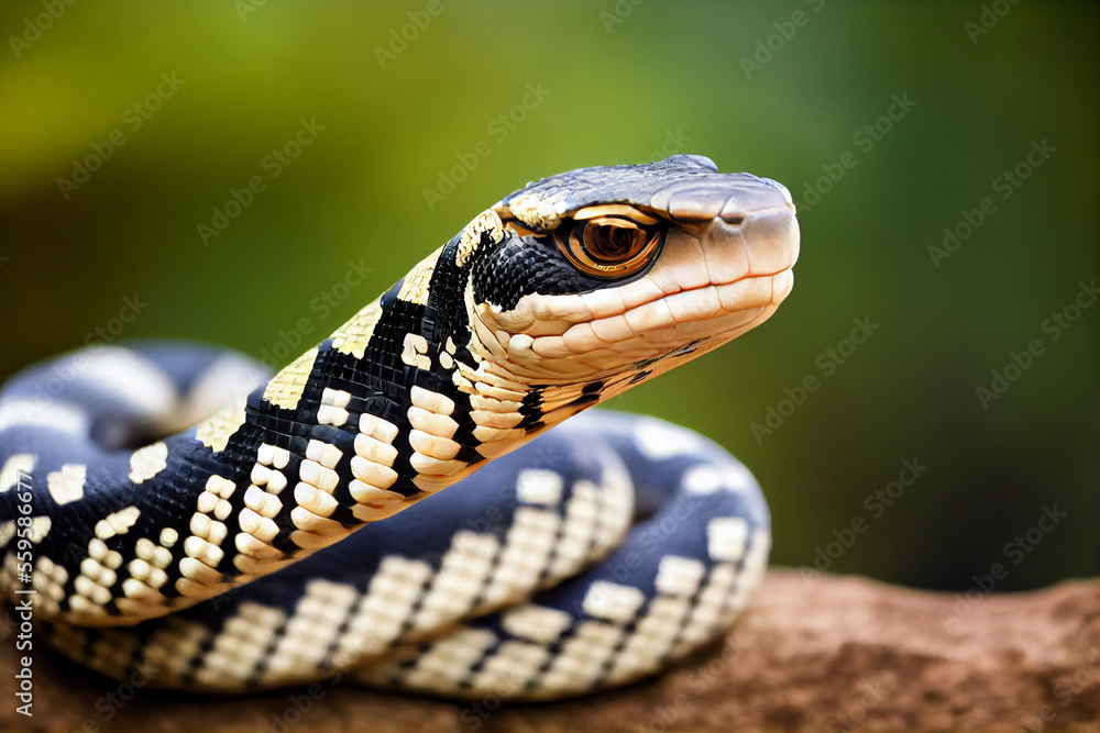dangerous poisonous snake writhes on the stone, generative AI dangerous poisonous snake writhes on the stone, generative AI