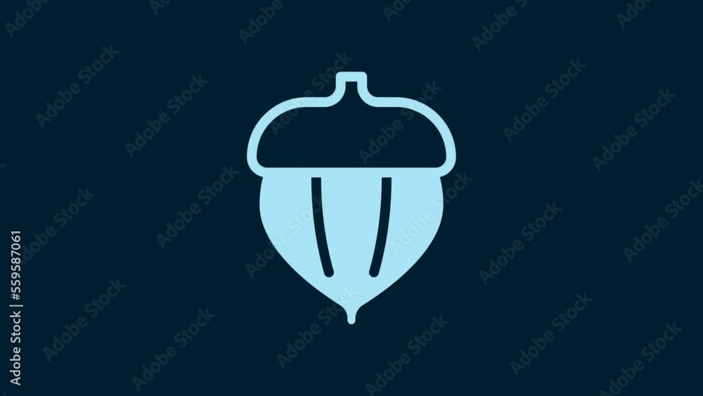 White Acorn icon isolated on blue background. 4K Video motion graphic animation White Acorn icon isolated on blue background. 4K Video motion graphic animation
