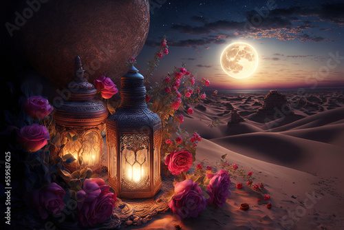 Romantic evening in the des...