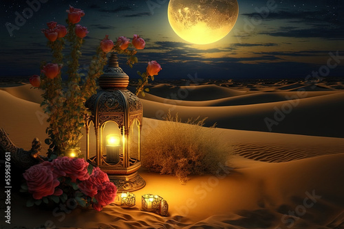 Romantic evening in the des...