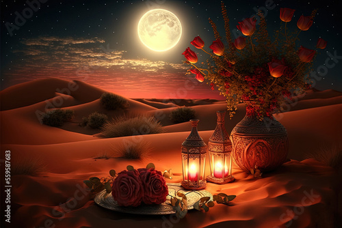 Romantic evening in the des...