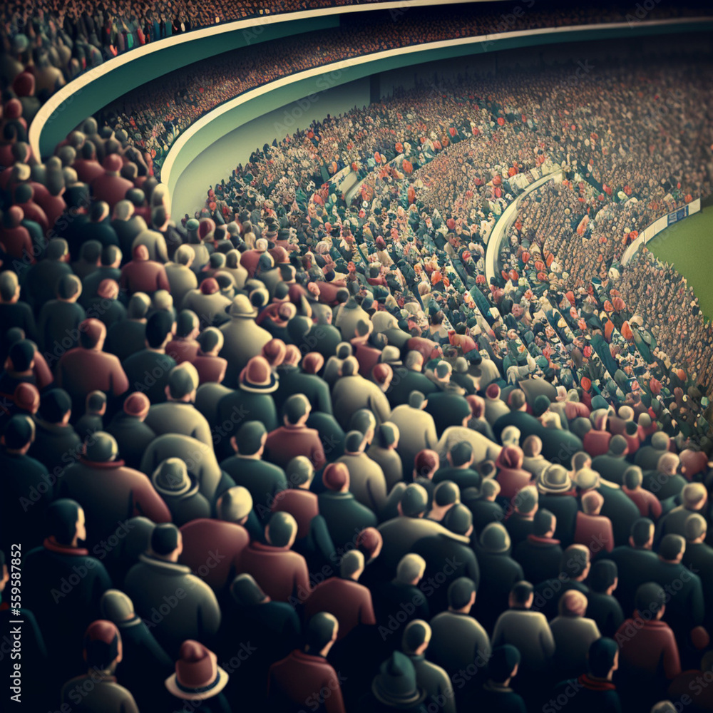 Obraz premium Soccer stadium full of people. Generative AI.