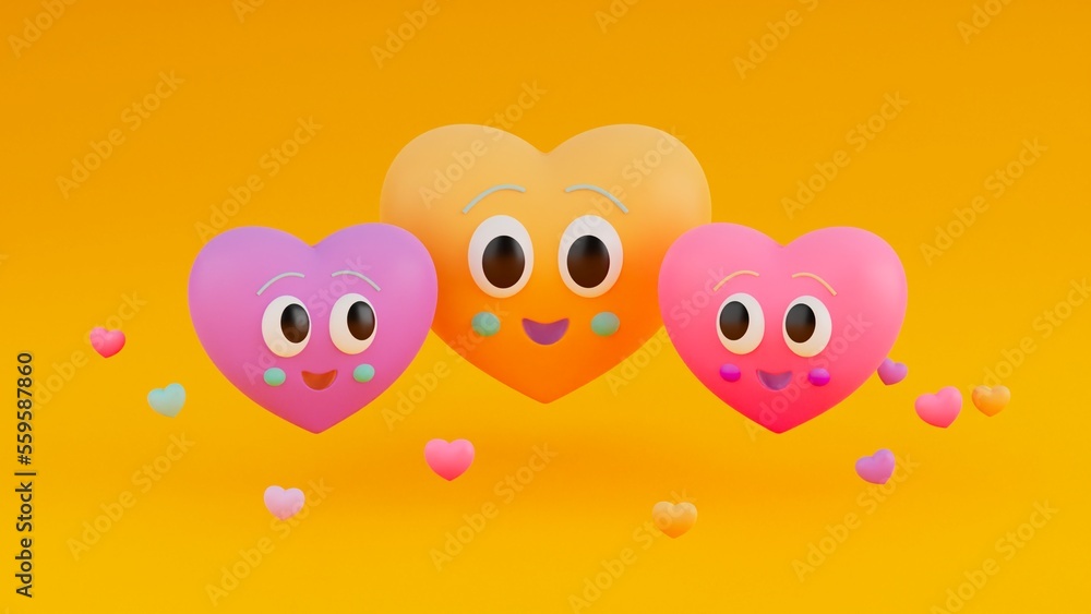 Colorful heart family Colorful heart family