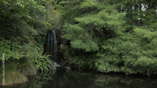 Waterfall in Hamilton Gardens, Waikato, New Zealand