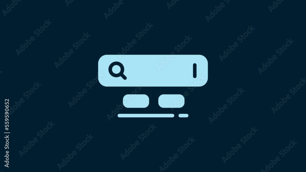 White Search engine icon isolated on blue background. 4K Video motion graphic animation White Search engine icon isolated on blue background. 4K Video motion graphic animation