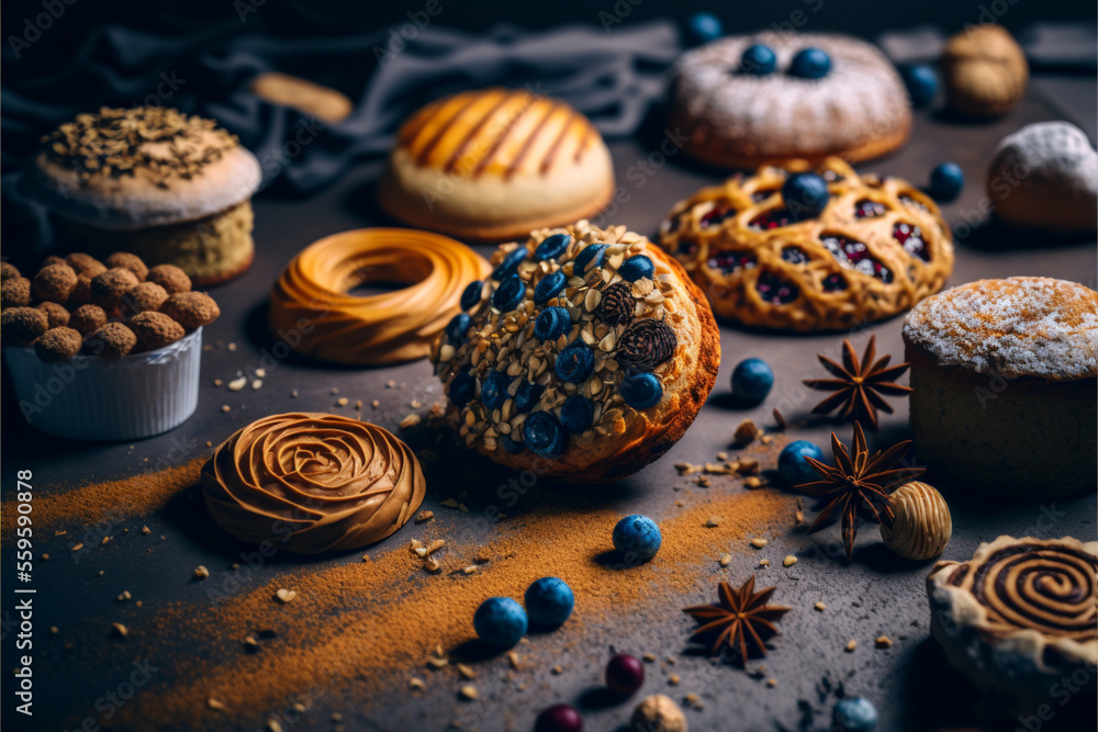 custom made wallpaper toronto digitalchocolate cookies with nuts and blueberry, Generative Ai