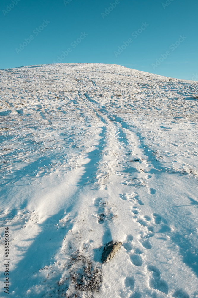 Fototapeta premium beautiful winter landscape snow mountain Litjskarven in Norway in sunnlight
