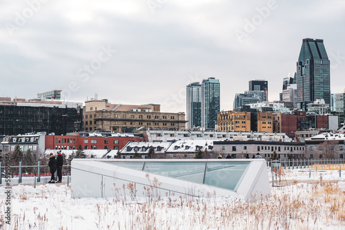view cold winter in the city old port Montreal Downtown © Selena
