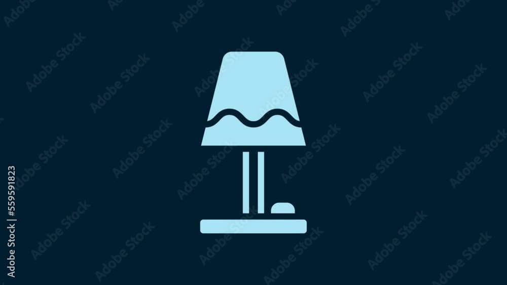White Table lamp icon isolated on blue background. 4K Video motion graphic animation White Table lamp icon isolated on blue background. 4K Video motion graphic animation