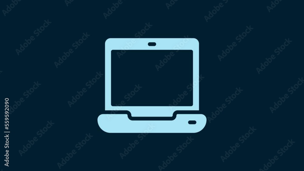 White Laptop icon isolated on blue background. Computer notebook with empty screen sign. 4K Video motion graphic animation White Laptop icon isolated on blue background. Computer notebook with empty screen sign. 4K Video motion graphic animation