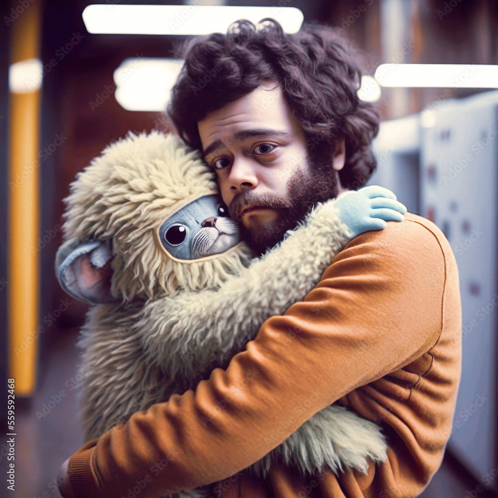 Generative AI, A man and a lovely little creature Generative AI, A man and a lovely little creature