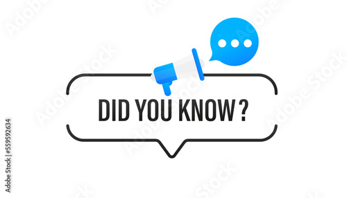 Did you know the text in the lightbulb and ray popup hint message. Logo design. Banner for education, business, advertising. Question banner or wisdom ask information sign. Vector illustration