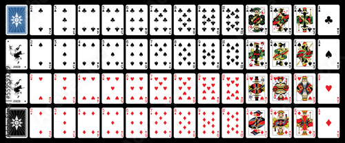 Playing cards, full deck - Set with isolated cards 