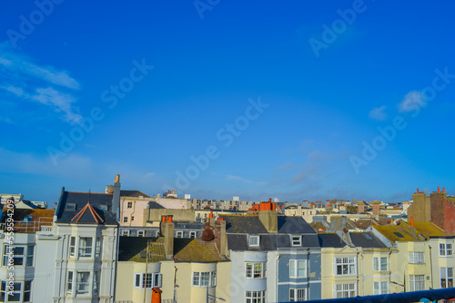 UK, Brighton, 20.11.2022:View to the Brighton roofs. City centre, old style architecture 